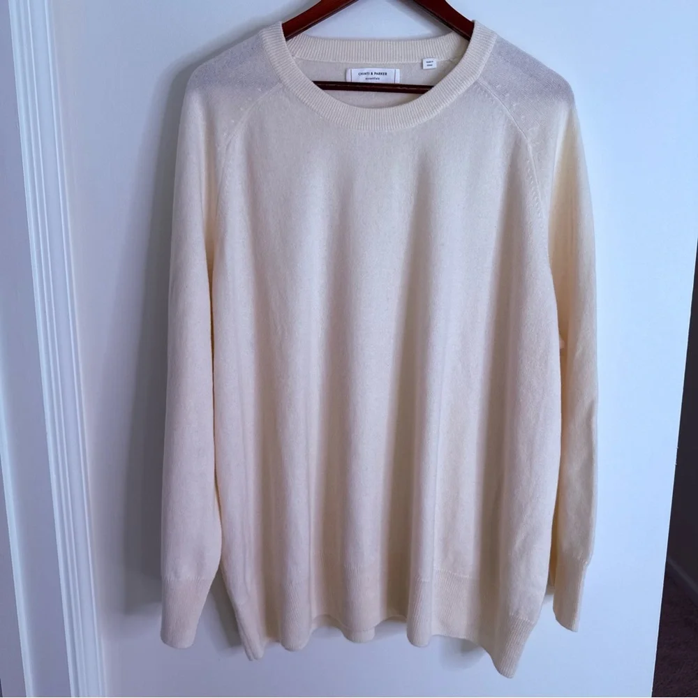 Chinti & Parker 100% Cashmere Cream Slouchy Sweater Size LL/10/Large